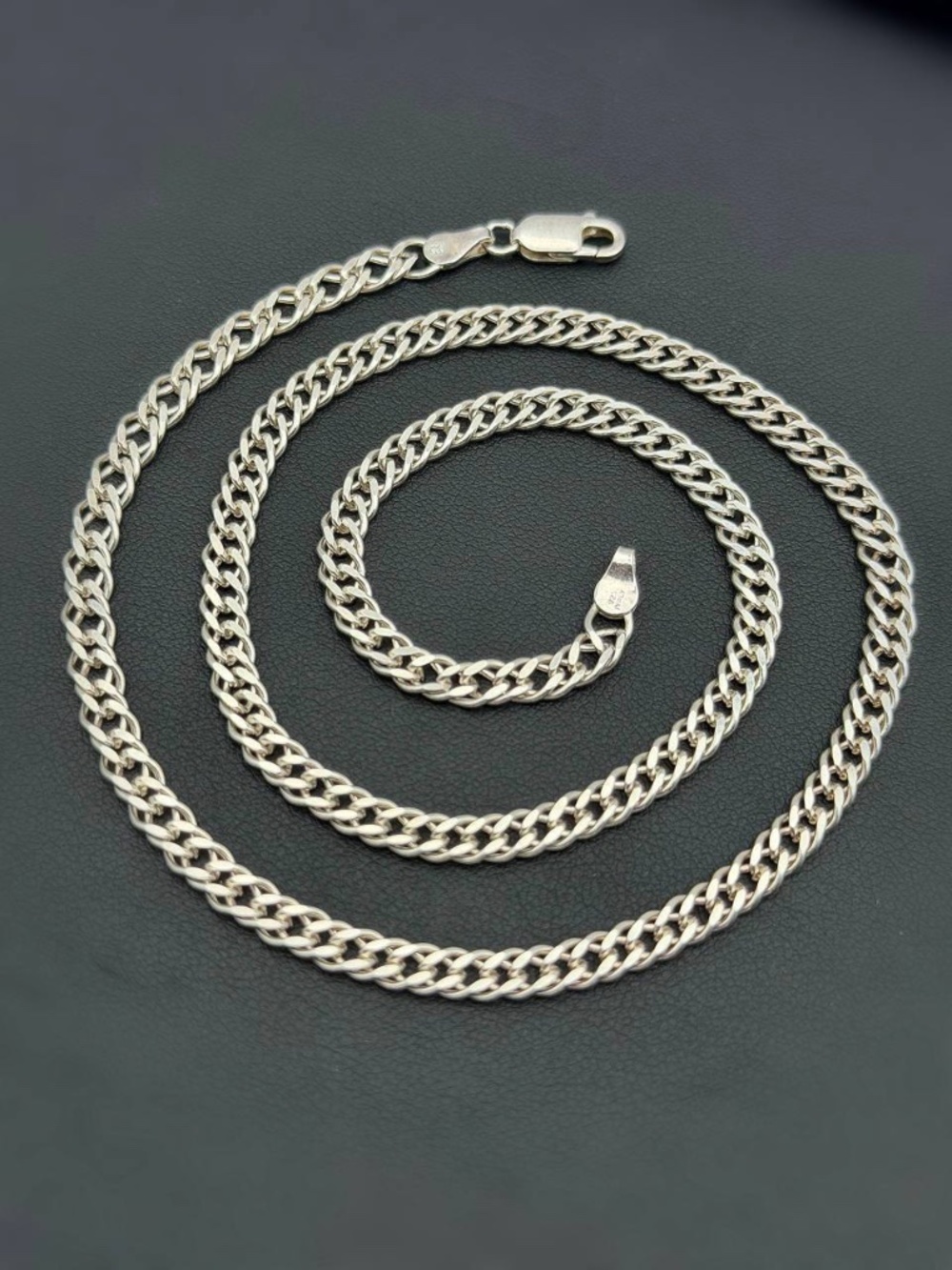 Italy 925 Sterling Silver Double Curb Link Chain Unisex Necklace 18” 5mm